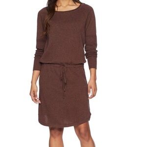 Prana Leigh Dress Long sleeve sweater knit brown cotton size large cotton